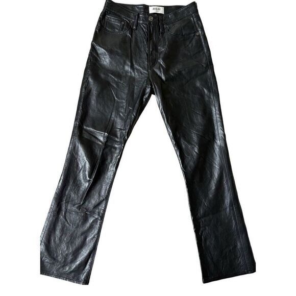 Agolde Recycled Leather Relaxed Boot Pant size 25 Black Detox - Picture 4 of 12